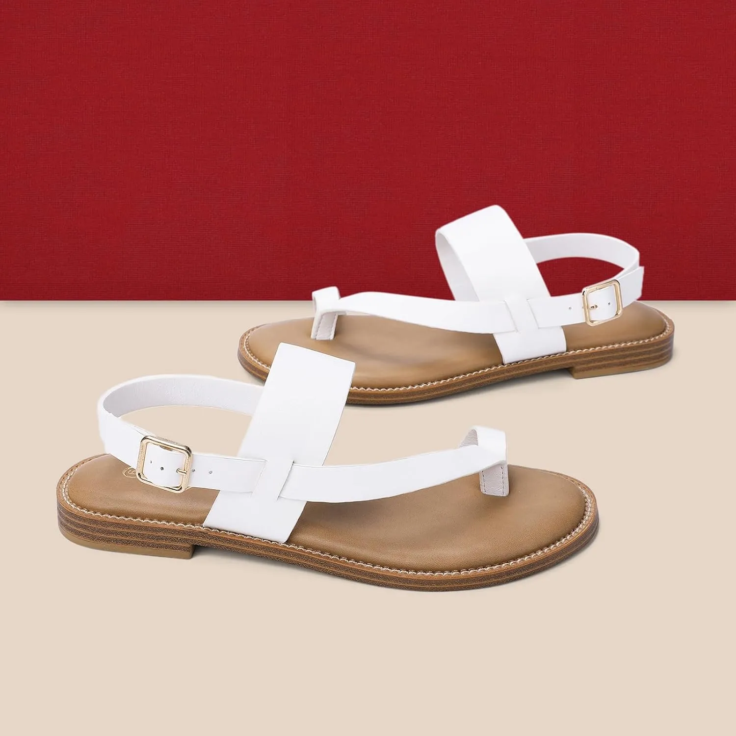 Luffymomo Women's Thong Flat Sandals Adjustable Ankle Buckle Summer Sandal Casual Open Toe Fisherman Shoes