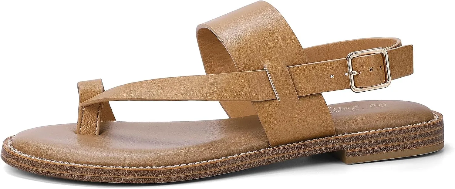 Luffymomo Women's Thong Flat Sandals Adjustable Ankle Buckle Summer Sandal Casual Open Toe Fisherman Shoes