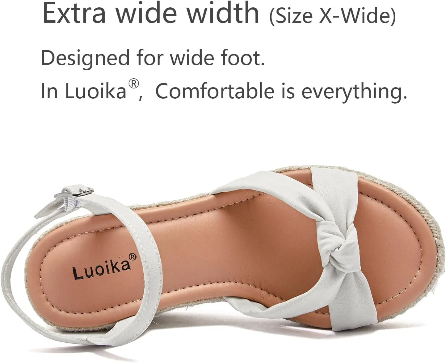 Luoika Women's Wide Width Wedge Sandals, Ankle Strap Open Toe Platform Espadrille Wedge Pump Heel Women's Sandals Concise Casual Summer Shoes.