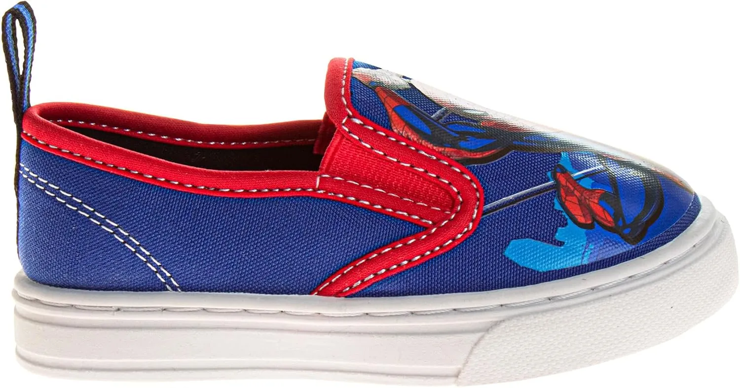 Marvel Spider-Man Slip-On Sneakers for Boys Low Top Canvas Shoes Spidey Casual Sneakers (Sizes 7-10 Toddler, 11-12 Little Kid)
