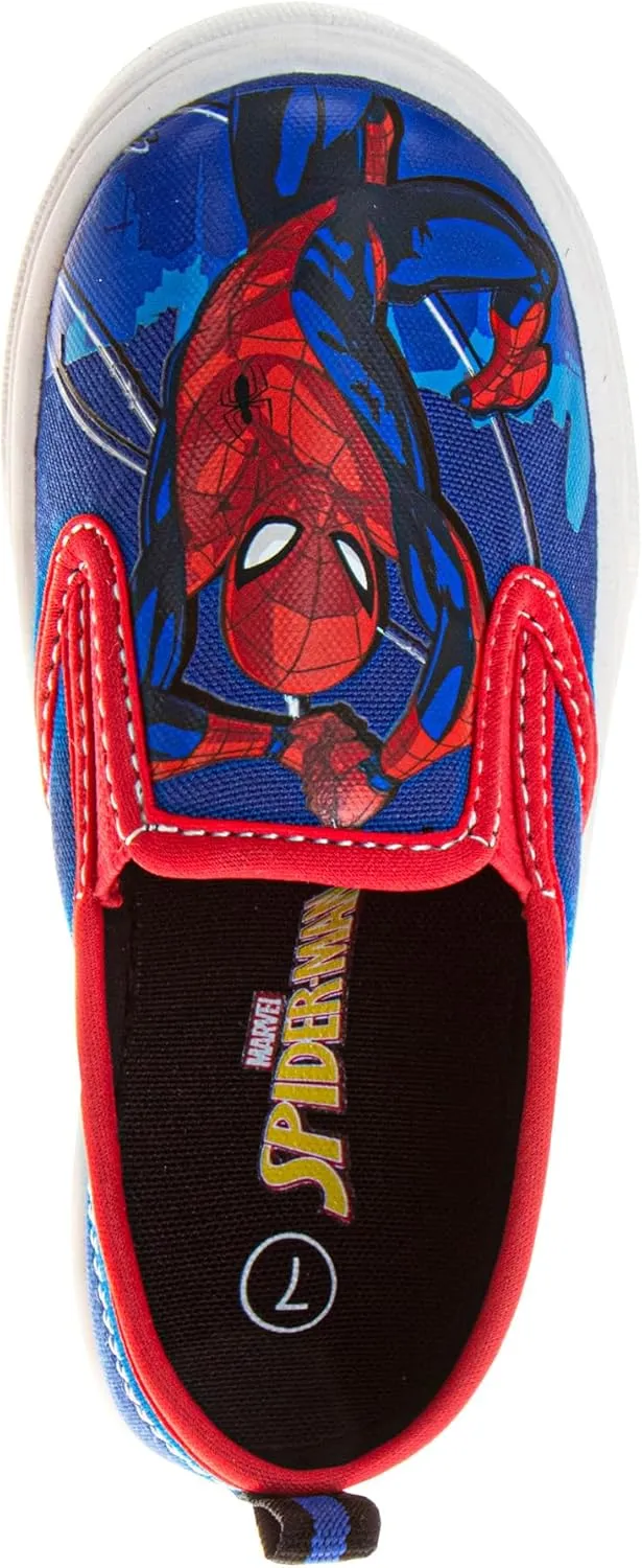 Marvel Spider-Man Slip-On Sneakers for Boys Low Top Canvas Shoes Spidey Casual Sneakers (Sizes 7-10 Toddler, 11-12 Little Kid)