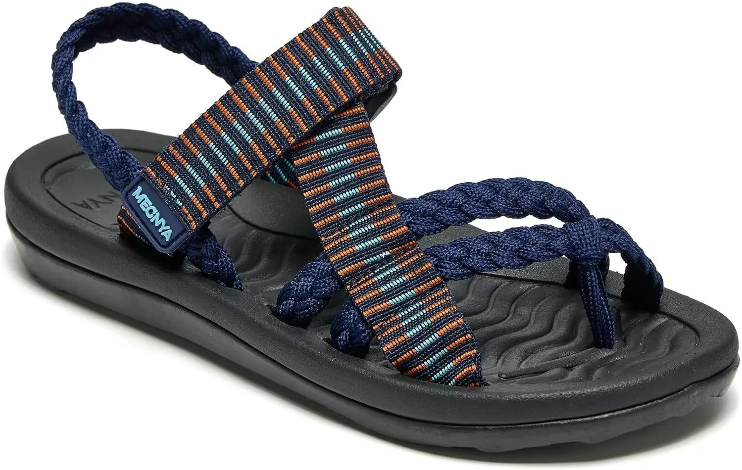 MEGNYA Comfortable Womens Hiking Sandals, Flip Flop Walking Sandals with Arch Support, Athletic Sandals with Hook and Loop Straps for Beach Vacation Adventure