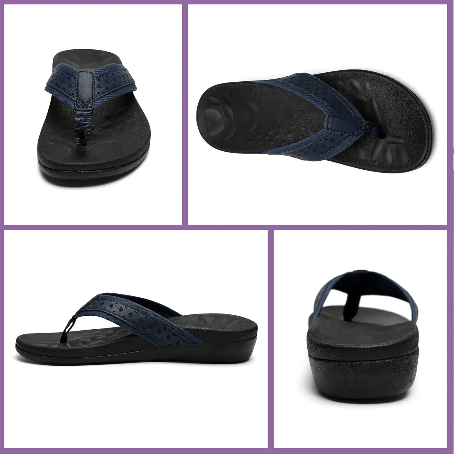 MEGNYA Womens Orthopedic Sandals with Arch Support, Summer Plantar Fasciitis Flip Flops for Flat Feet, Comfortable Cushioned Foam Slippers for Outdoor Beach