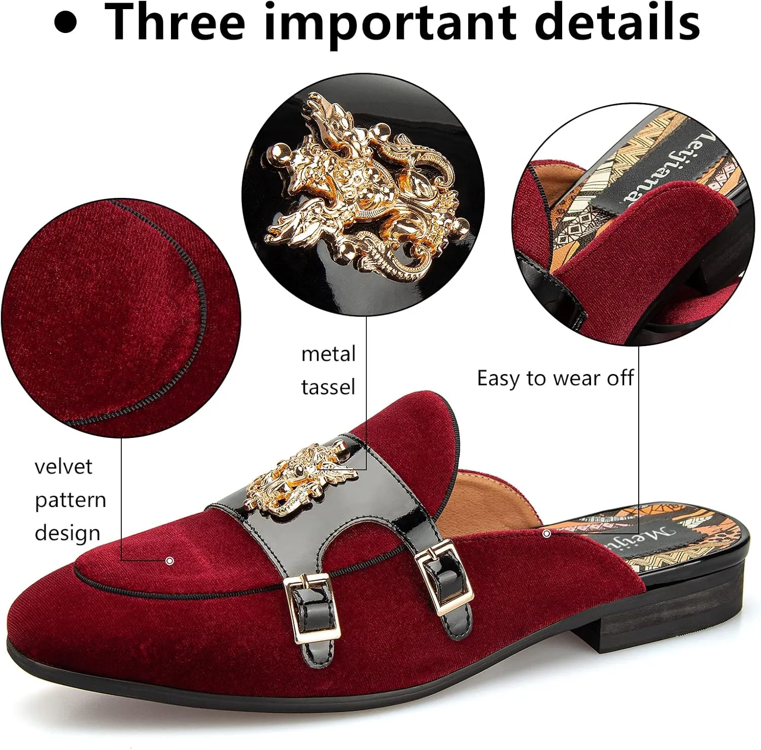 Meijiana Men's Slippers Slip-On Loafers Leather Formal Wear Casual Open Back Sandals