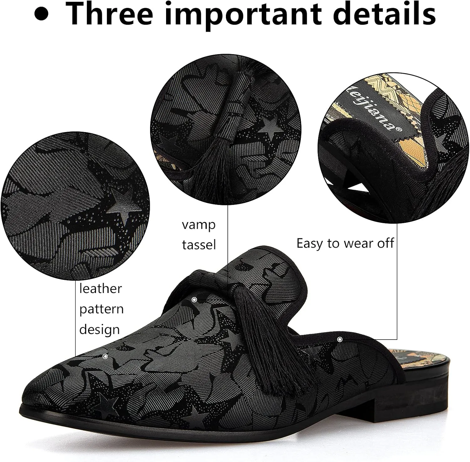 Meijiana Men's Slippers Slip-On Loafers Leather Formal Wear Casual Open Back Sandals