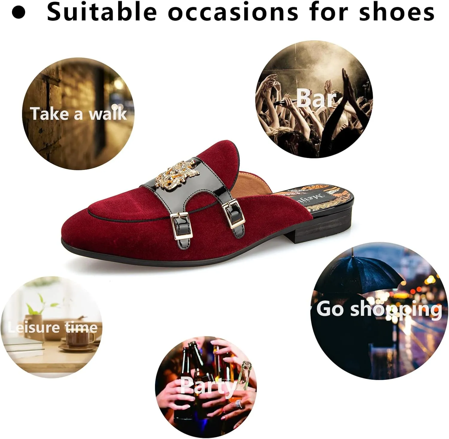 Meijiana Men's Slippers Slip-On Loafers Leather Formal Wear Casual Open Back Sandals