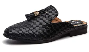 Meijiana Men's Slippers Slip-On Loafers Leather Formal Wear Casual Open Back Sandals
