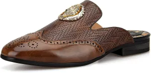 Meijiana Men's Slippers Slip-On Loafers Leather Formal Wear Casual Open Back Sandals