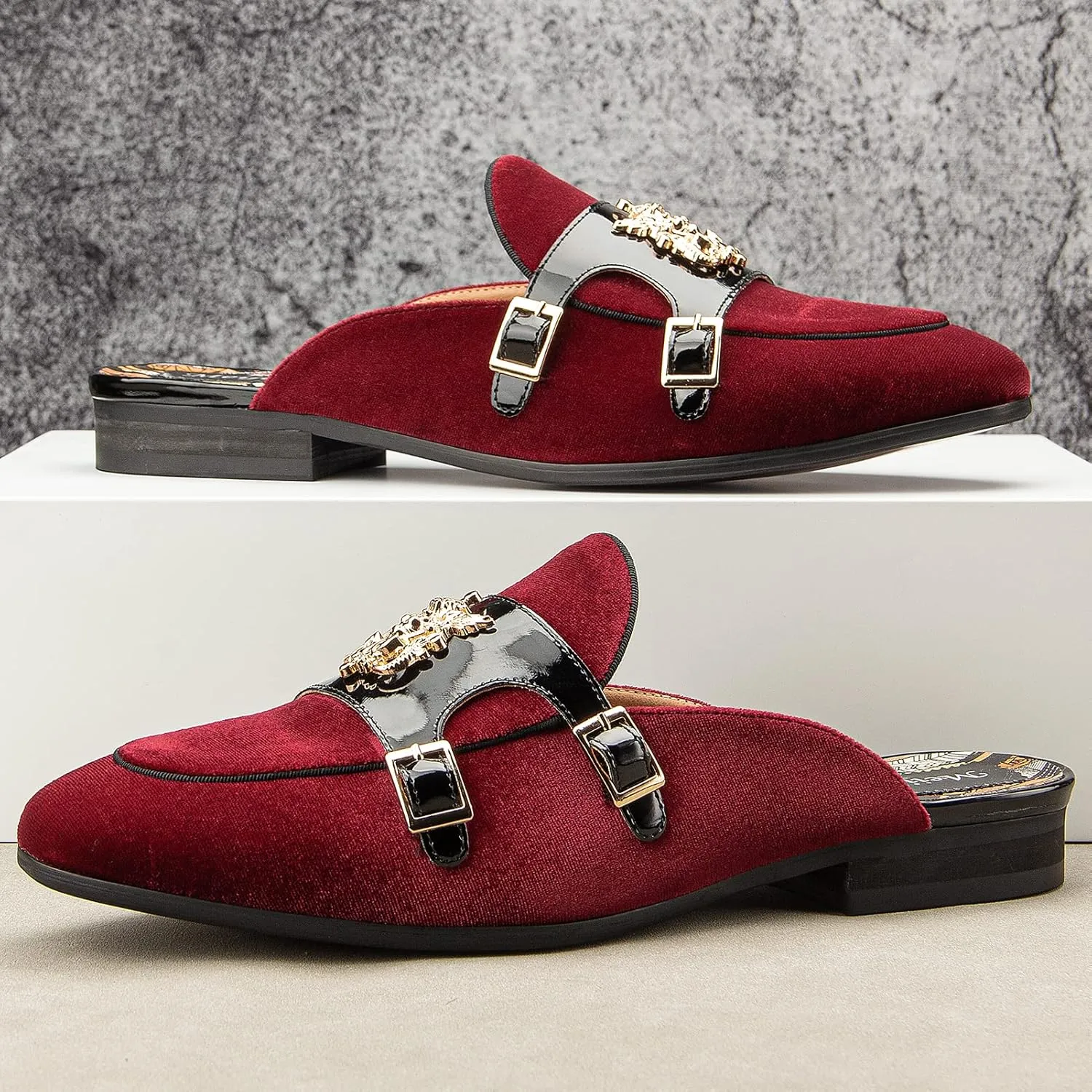Meijiana Men's Slippers Slip-On Loafers Leather Formal Wear Casual Open Back Sandals