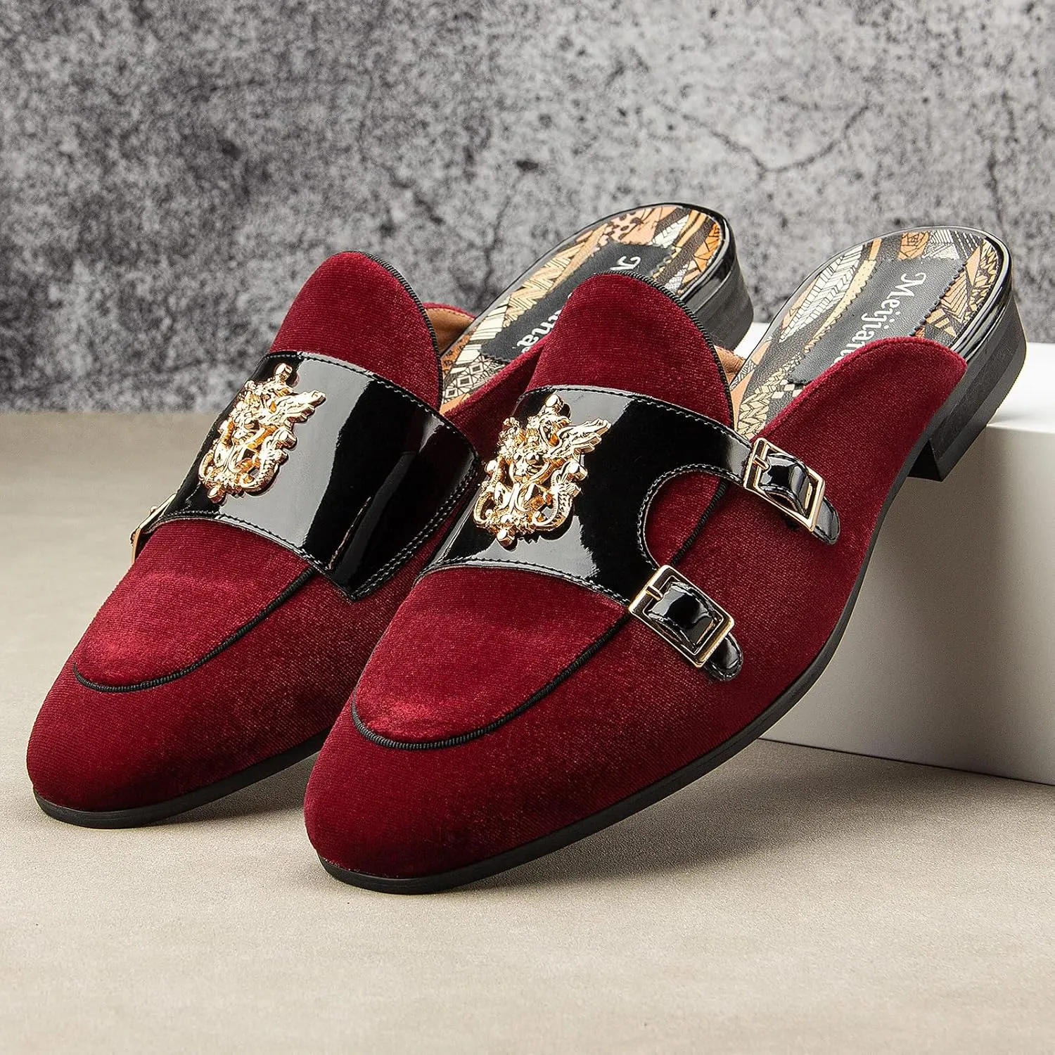 Meijiana Men's Slippers Slip-On Loafers Leather Formal Wear Casual Open Back Sandals