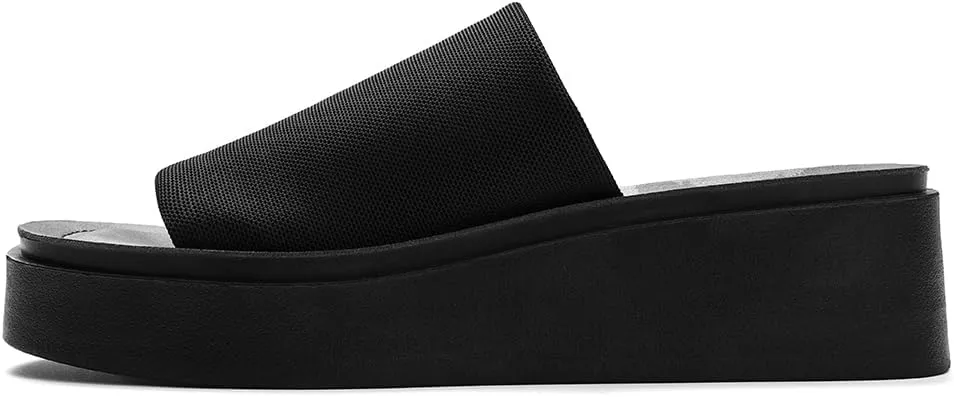 Memory Foam Platform Slide Sandals for Women with Stretch Upper