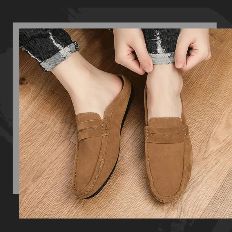 Men Hands-Free Slip-On Summer Walking Moccasins Casual Shoes for Men's Outdoor Activities Comfortable Cowhide Soles Non-Slip Walking Loafers Shoes