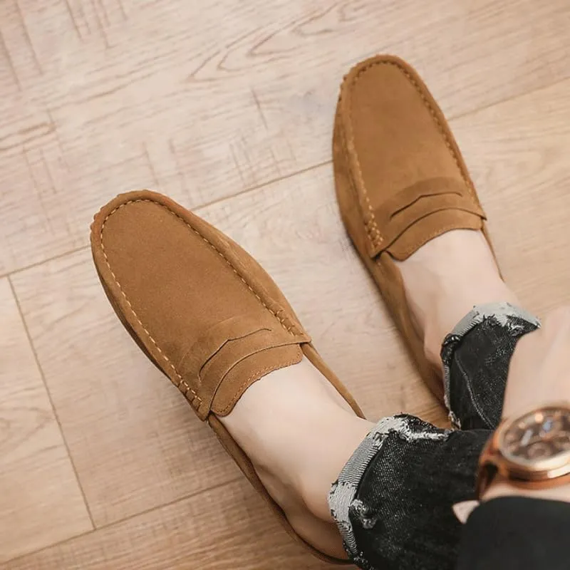 Men Hands-Free Slip-On Summer Walking Moccasins Casual Shoes for Men's Outdoor Activities Comfortable Cowhide Soles Non-Slip Walking Loafers Shoes