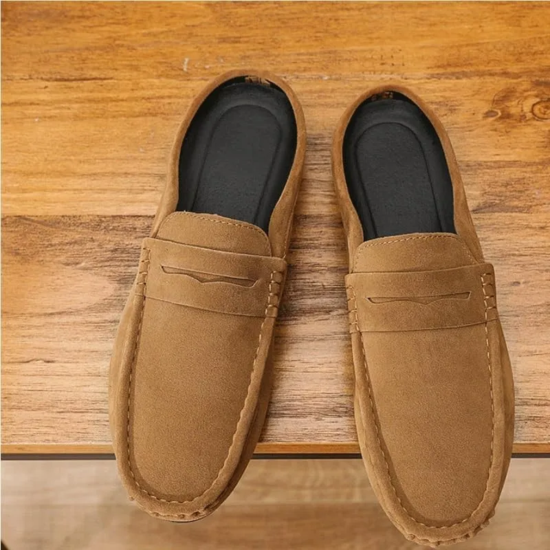 Men Hands-Free Slip-On Summer Walking Moccasins Casual Shoes for Men's Outdoor Activities Comfortable Cowhide Soles Non-Slip Walking Loafers Shoes