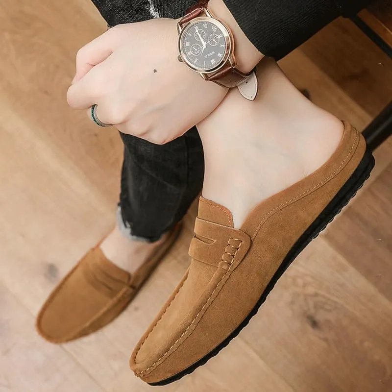 Men Hands-Free Slip-On Summer Walking Moccasins Casual Shoes for Men's Outdoor Activities Comfortable Cowhide Soles Non-Slip Walking Loafers Shoes