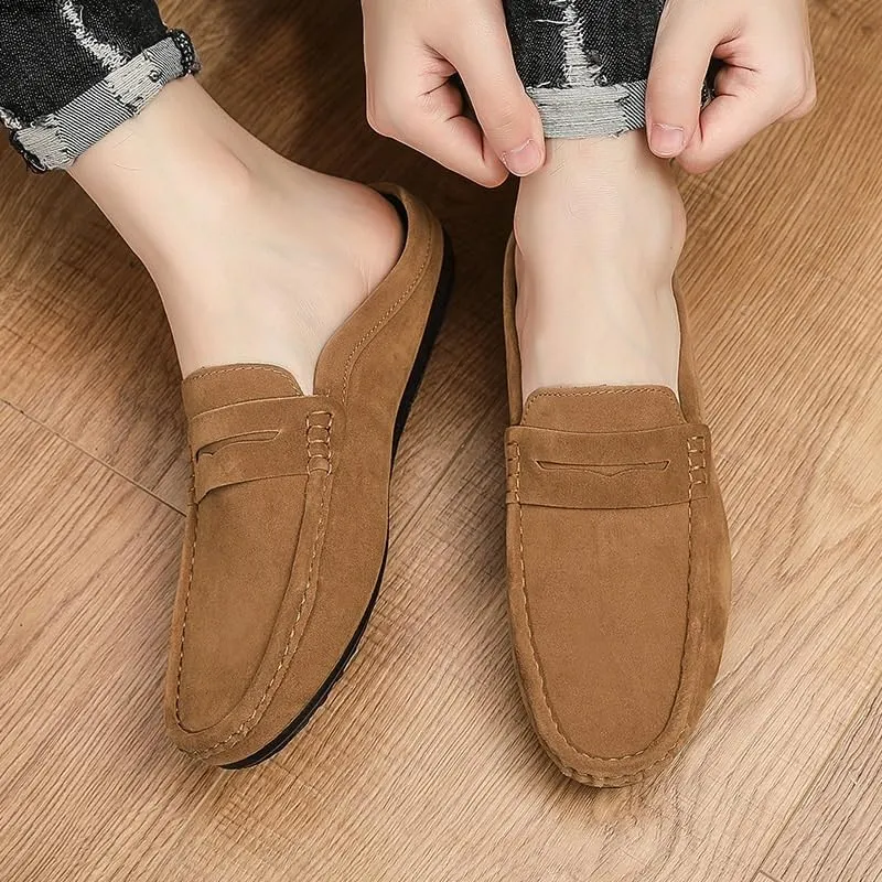 Men Hands-Free Slip-On Summer Walking Moccasins Casual Shoes for Men's Outdoor Activities Comfortable Cowhide Soles Non-Slip Walking Loafers Shoes