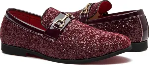 Men Loafer Metallic Textured Slip-on Glitter Sequins Fashion Wedding Dress Shoes Golden