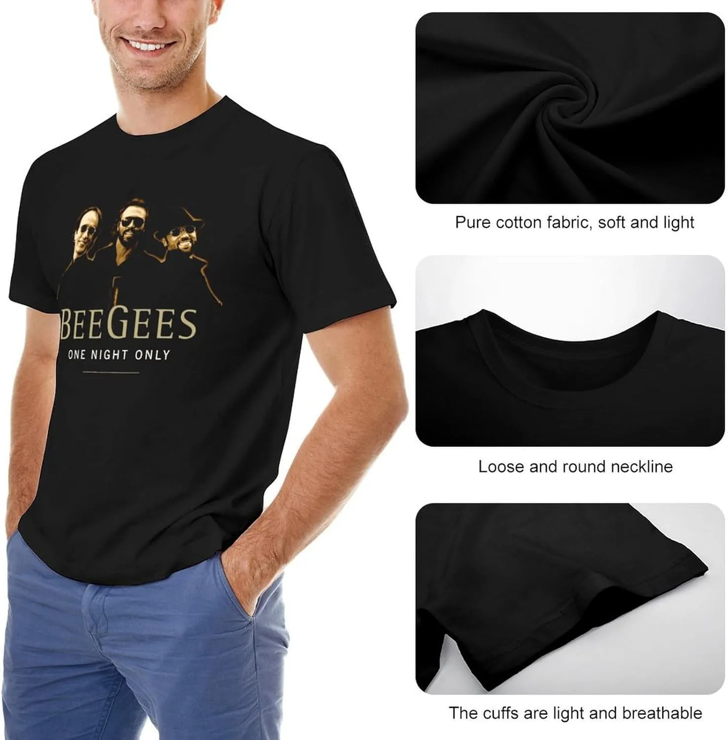 Men Music Fans T-Shirts Novelty Short Sleeve Cotton Shirts Adult