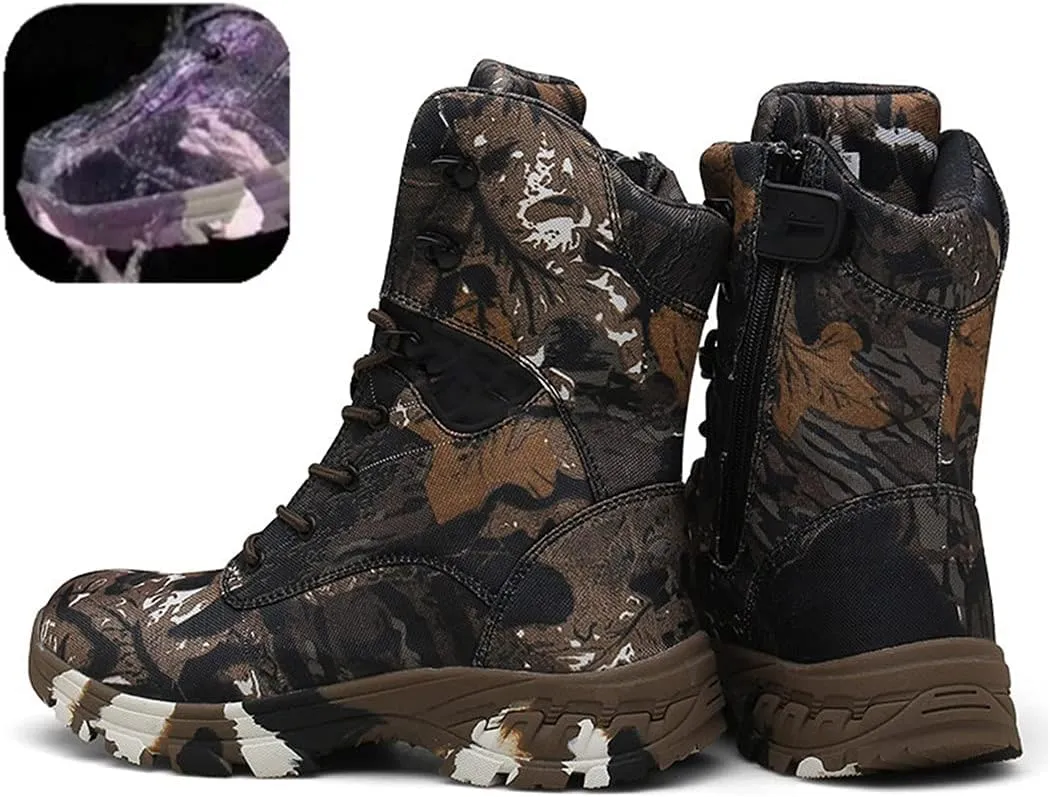 Men Special Force Tactical Boots, Outdoor Non-Slip Desert Combat Shoes, Camo Waterproof Military Hunting Boots
