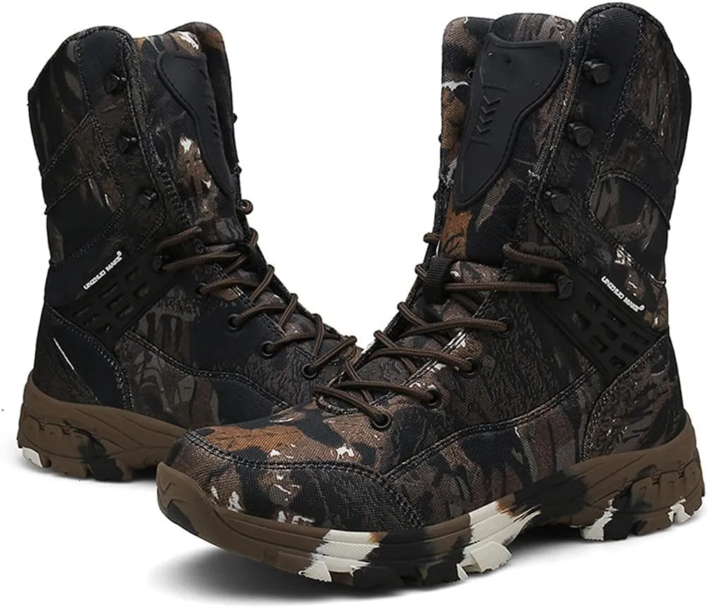 Men Special Force Tactical Boots, Outdoor Non-Slip Desert Combat Shoes, Camo Waterproof Military Hunting Boots