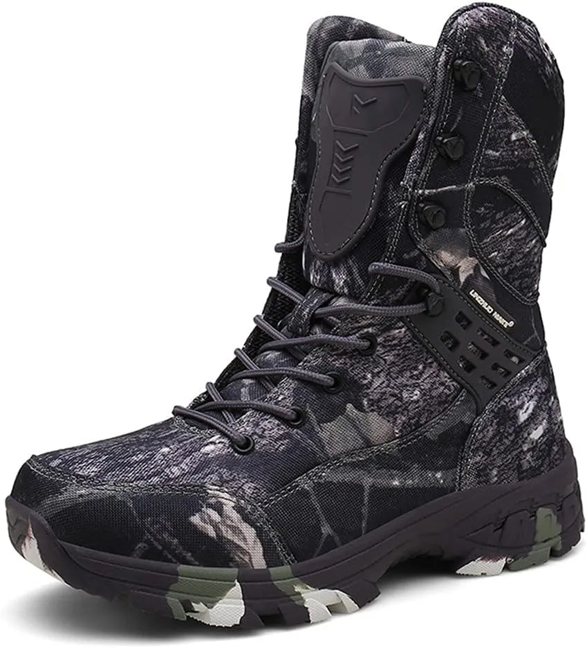 Men Special Force Tactical Boots, Outdoor Non-Slip Desert Combat Shoes, Camo Waterproof Military Hunting Boots