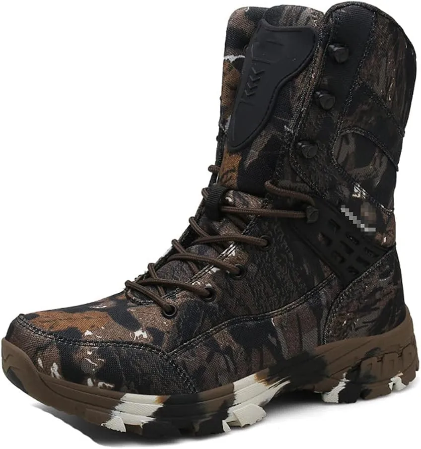 Men Special Force Tactical Boots, Outdoor Non-Slip Desert Combat Shoes, Camo Waterproof Military Hunting Boots
