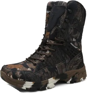 Men Special Force Tactical Boots, Outdoor Non-Slip Desert Combat Shoes, Camo Waterproof Military Hunting Boots
