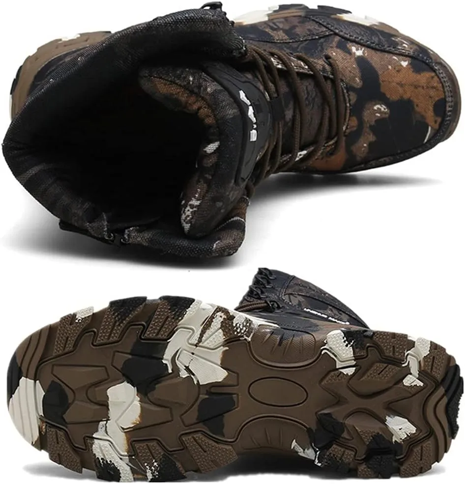Men Special Force Tactical Boots, Outdoor Non-Slip Desert Combat Shoes, Camo Waterproof Military Hunting Boots