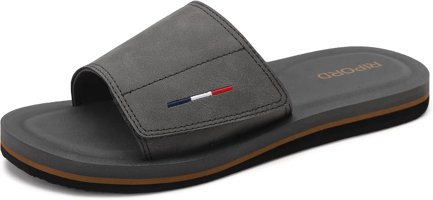 Mens Adjustable Slides Sandals Slip On Sandals Comfortable Athletic Anti-Slip Slides