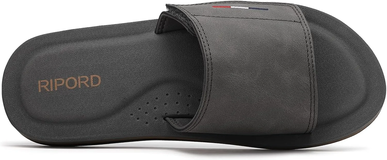 Mens Adjustable Slides Sandals Slip On Sandals Comfortable Athletic Anti-Slip Slides