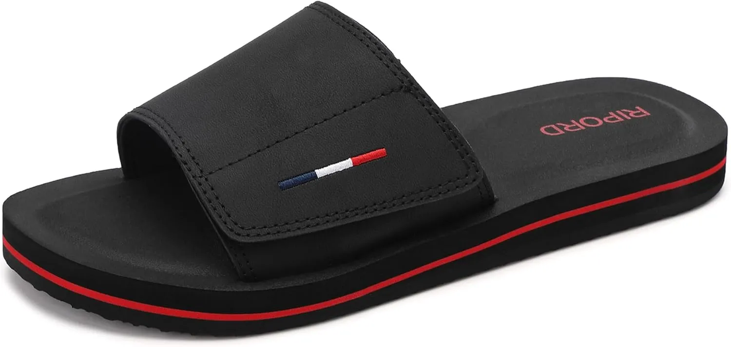 Mens Adjustable Slides Sandals Slip On Sandals Comfortable Athletic Anti-Slip Slides