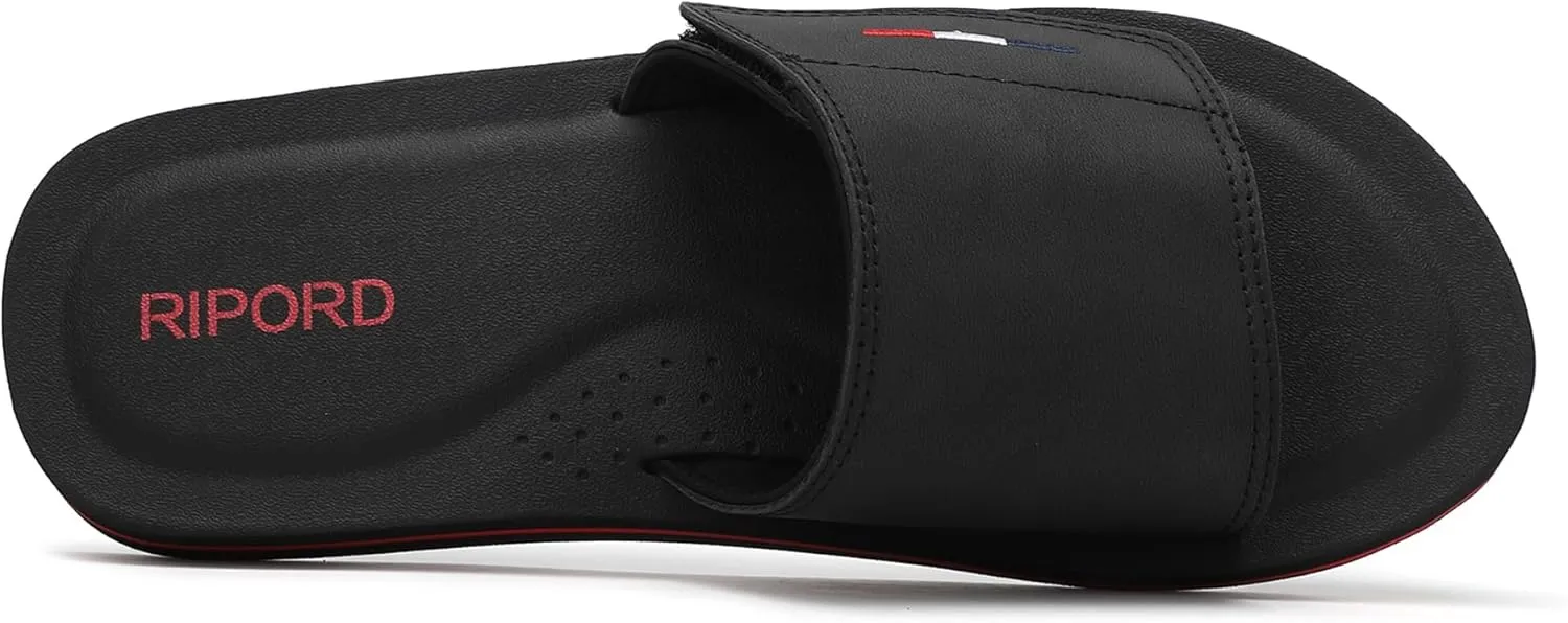 Mens Adjustable Slides Sandals Slip On Sandals Comfortable Athletic Anti-Slip Slides