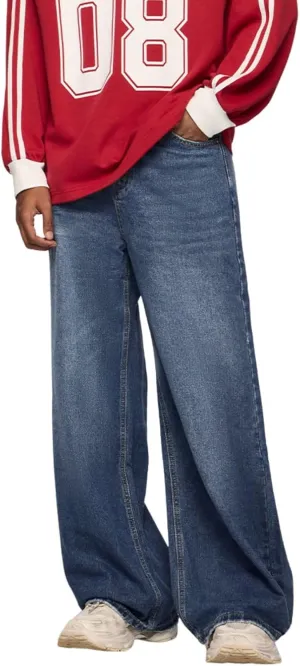 Men's Baggy Jeans Wide Leg Solid Color Y2k Denim Pants Streetwear Loose Fit Trousers