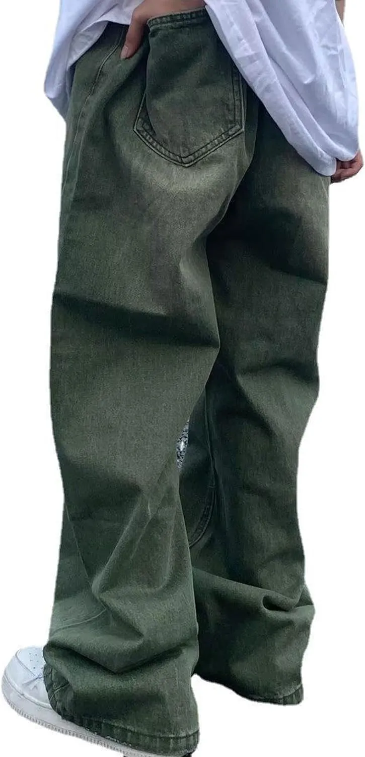 Men's Baggy Jeans Y2k Hip Hop Skater Jeans Loose fit Skateboard Pants Wide Leg Harajuku Pants