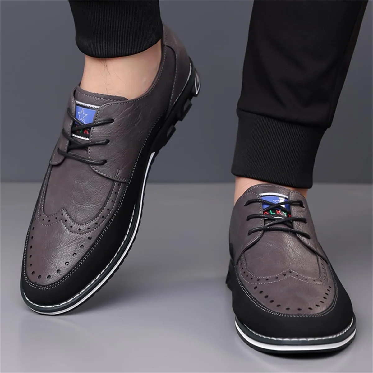 Men's Casual Dress Oxfords Shoes Business Formal Italy Prince Classic Oxford Lace Up Craft Mesh Sneakers