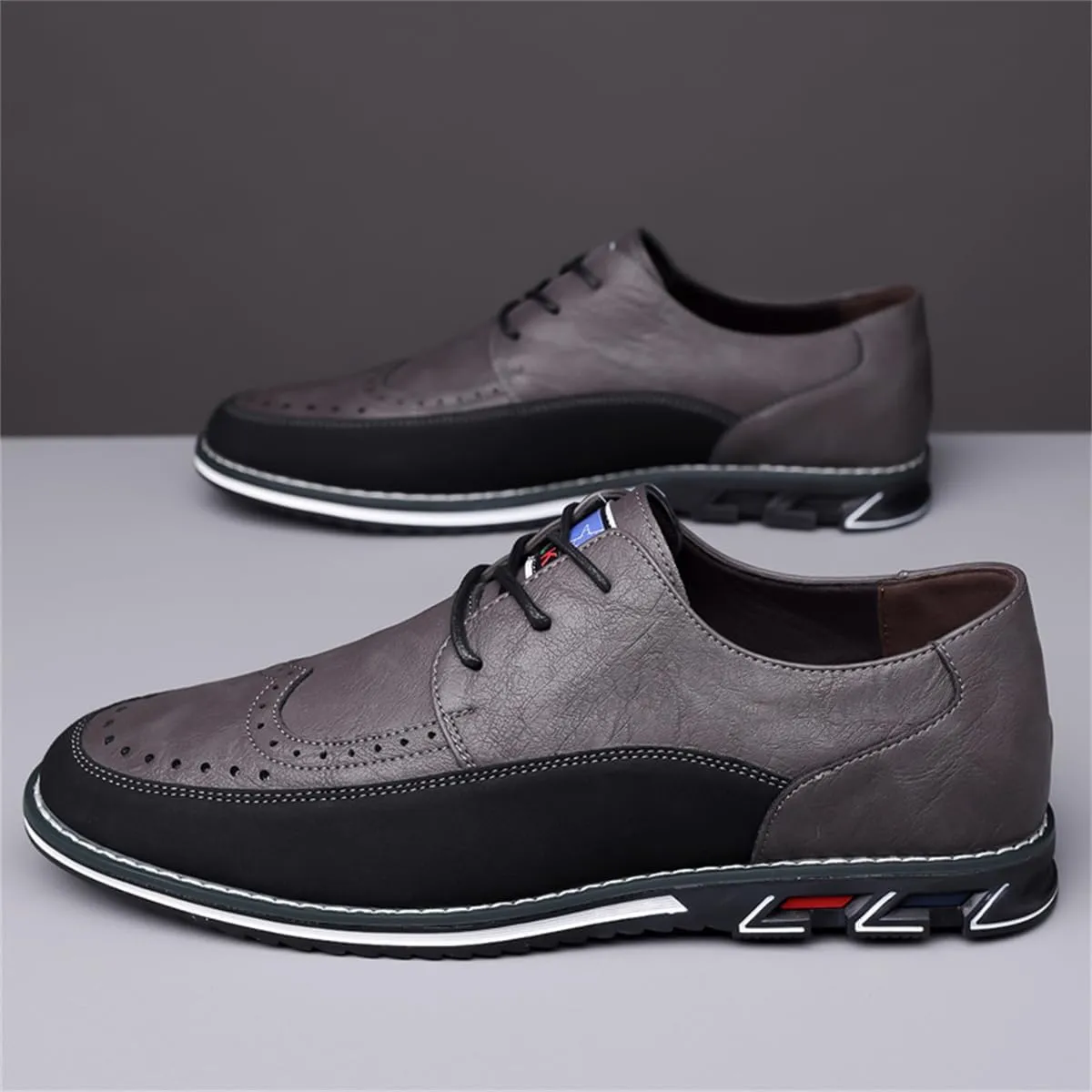 Men's Casual Dress Oxfords Shoes Business Formal Italy Prince Classic Oxford Lace Up Craft Mesh Sneakers