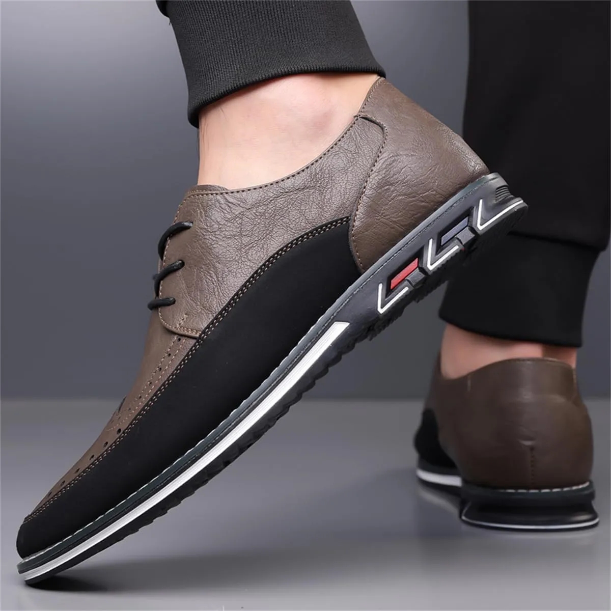 Men's Casual Dress Oxfords Shoes Business Formal Italy Prince Classic Oxford Lace Up Craft Mesh Sneakers
