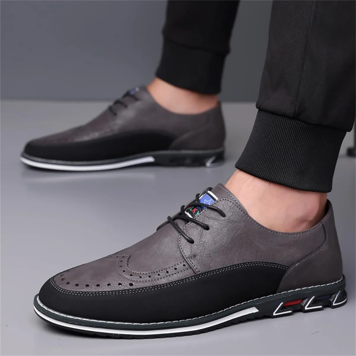 Men's Casual Dress Oxfords Shoes Business Formal Italy Prince Classic Oxford Lace Up Craft Mesh Sneakers
