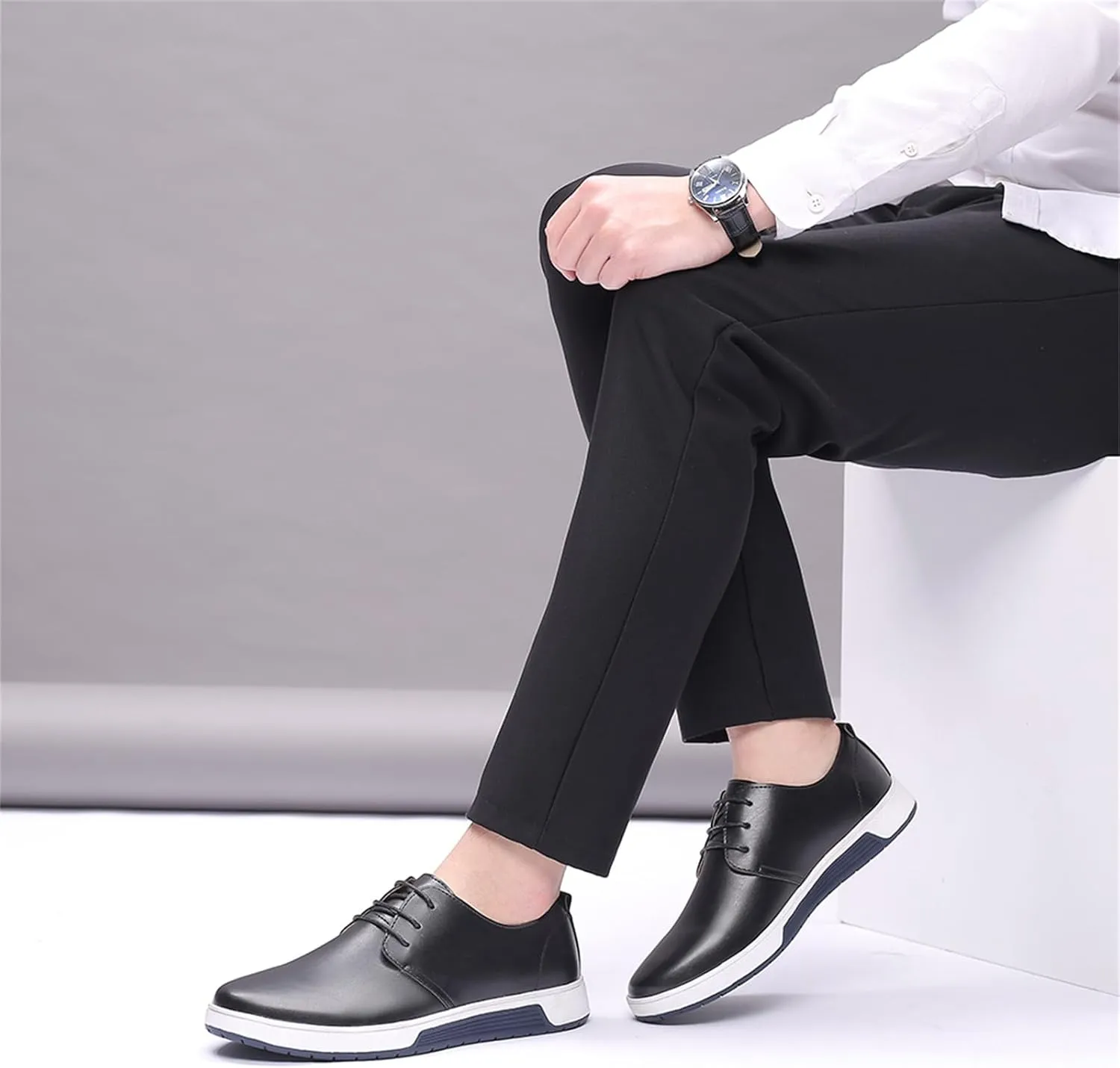 Mens Casual Lace Up Leather Oxford Classical Derby Orthopedic Shoes Lightweight Walking Loafers Dress Business Flats Shoes