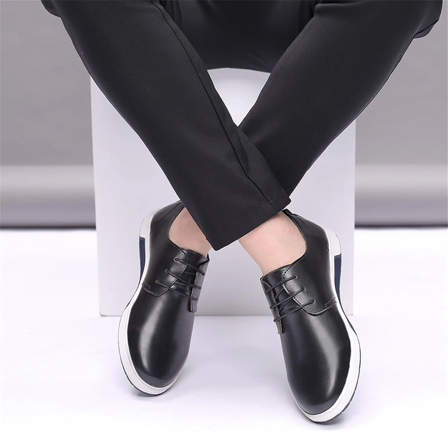 Mens Casual Lace Up Leather Oxford Classical Derby Orthopedic Shoes Lightweight Walking Loafers Dress Business Flats Shoes