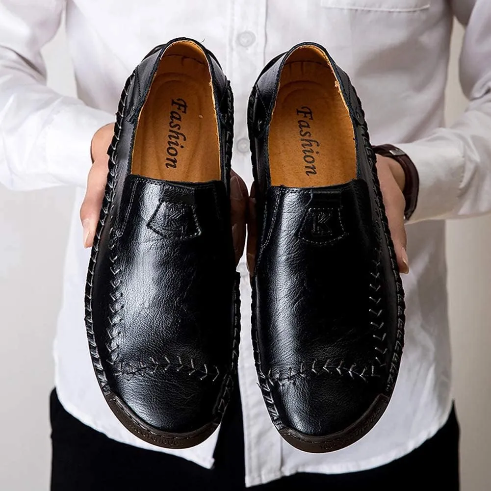 Men's Casual Leather Loafers Driving Walking Shoes Slip-on Formal Oxford Penny Classic Moccasins Hand Stitched