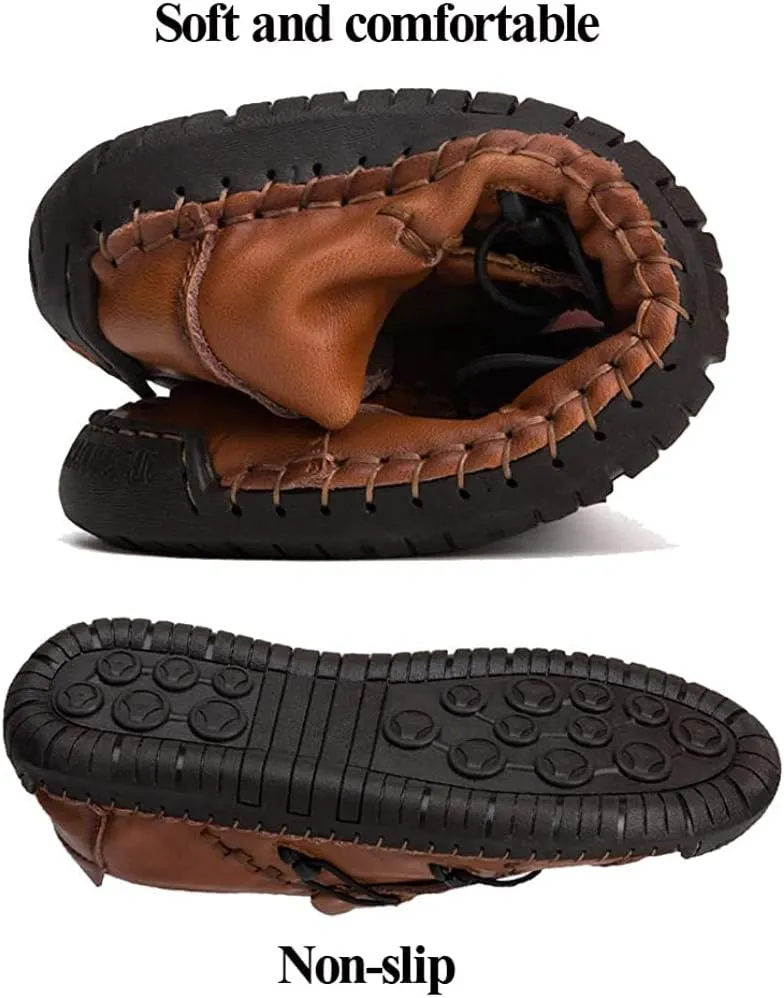 Men's Casual Leather Loafers Driving Walking Shoes Slip-on Formal Oxford Penny Classic Moccasins Hand Stitched