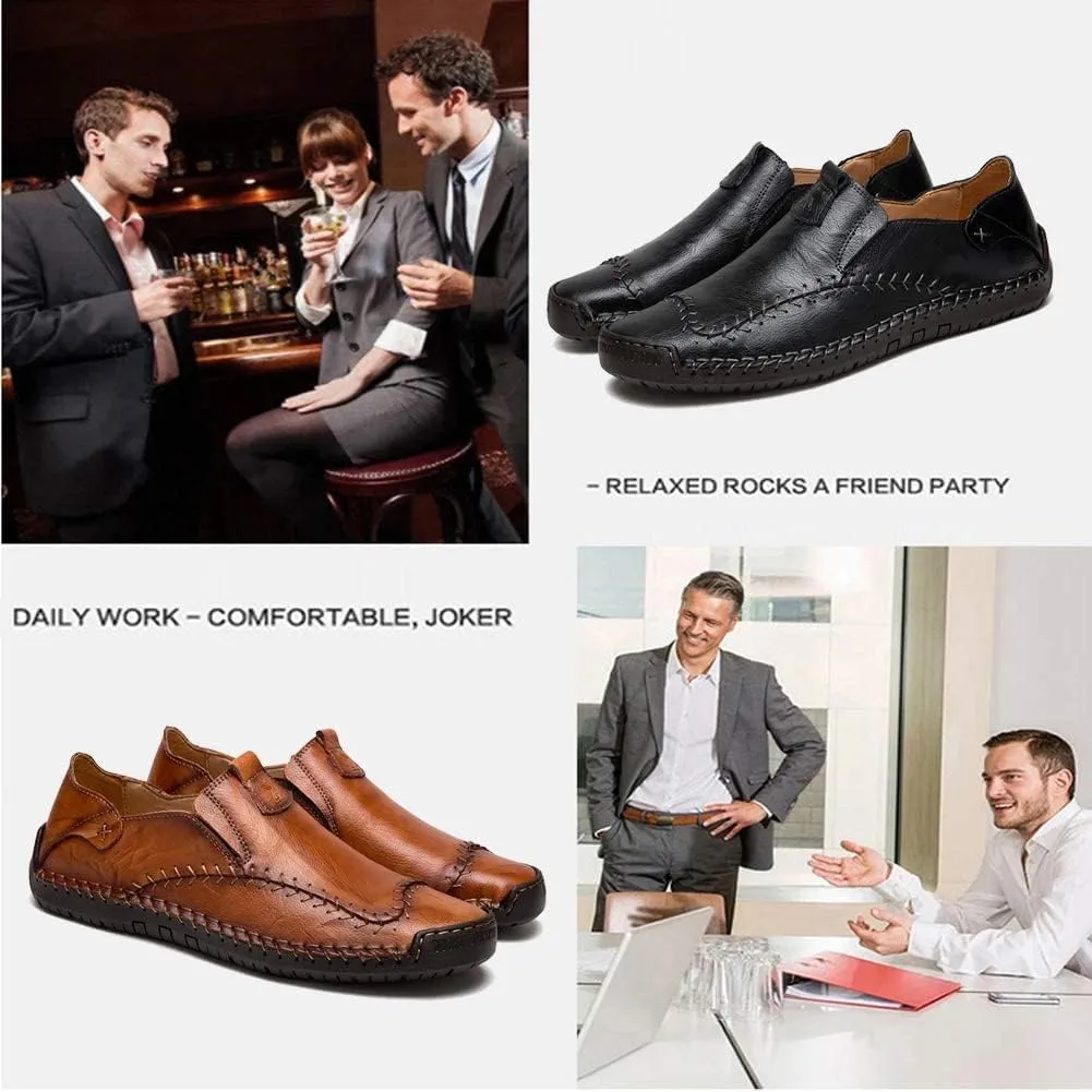 Men's Casual Leather Loafers Driving Walking Shoes Slip-on Formal Oxford Penny Classic Moccasins Hand Stitched