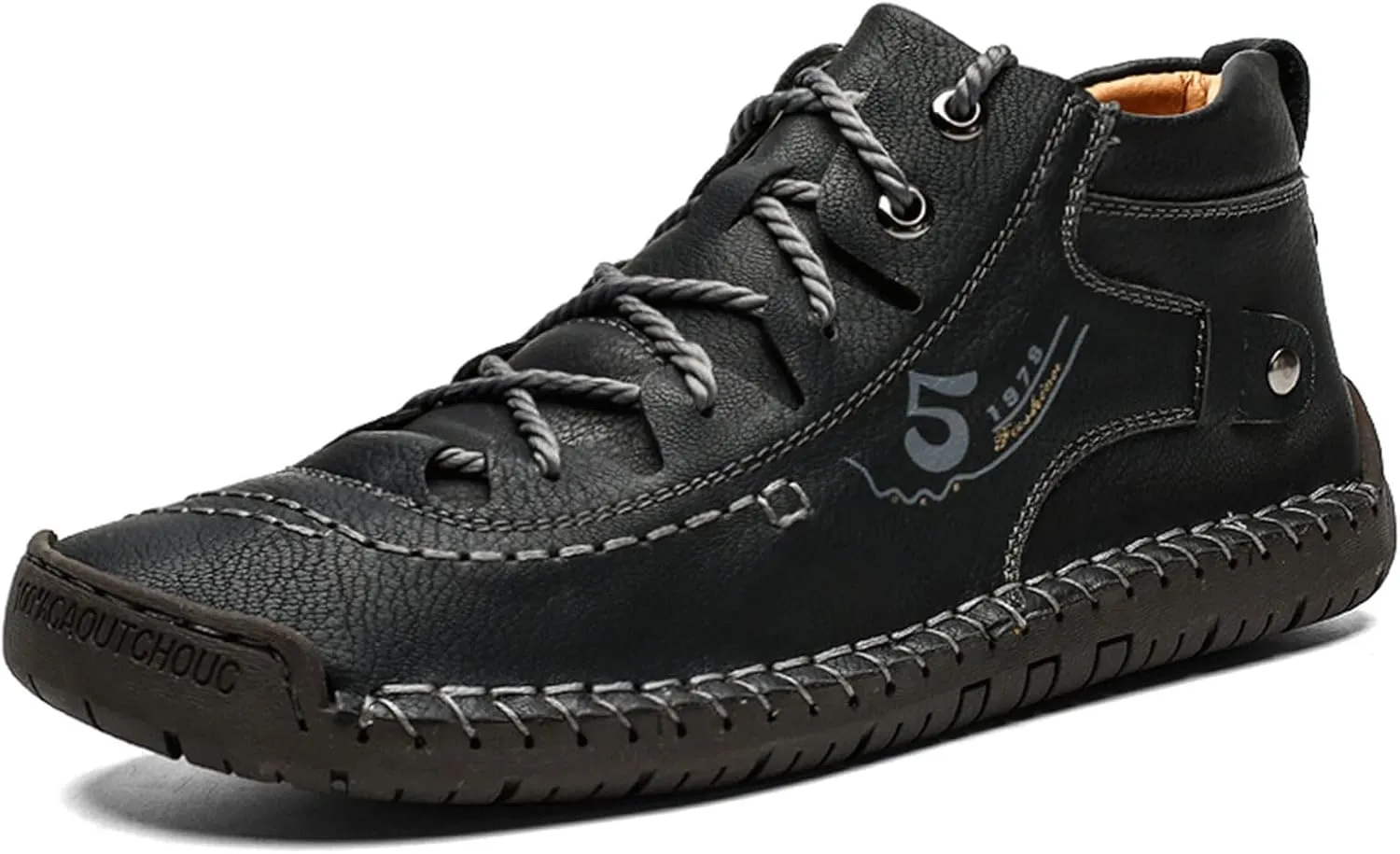 Mens Casual Leather Shoes Ankle Chukka Boots Slip On Lightweight Loafers Mid top Outdoor Lace Up Walking Driving Shoes