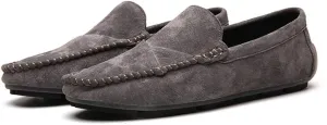 Men's Classic Moccasin Soft Comfort Suede Loafers British Minimalist Flat Driving Slip On Shoes Gray 9 Men US 10.24''Heel to Toe