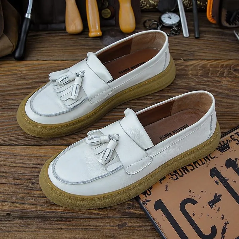 Mens Commuter Slip-Resistant Lightweight Breathable Easy to Walk for Men's Outdoor Activities Comfortable Cowhide Soles Non-Slip Walking Loafers Shoes for Men Tuxedo Fringed Casual Shoes