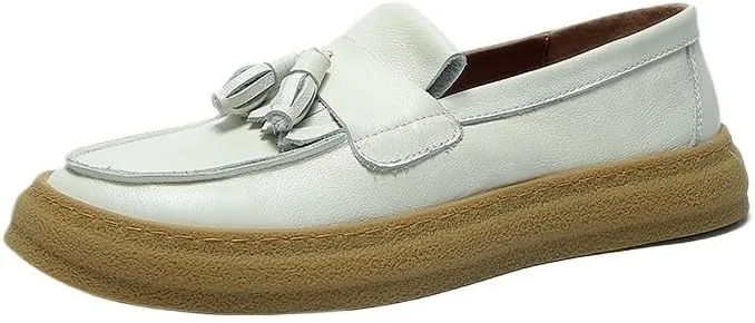 Mens Commuter Slip-Resistant Lightweight Breathable Easy to Walk for Men's Outdoor Activities Comfortable Cowhide Soles Non-Slip Walking Loafers Shoes for Men Tuxedo Fringed Casual Shoes