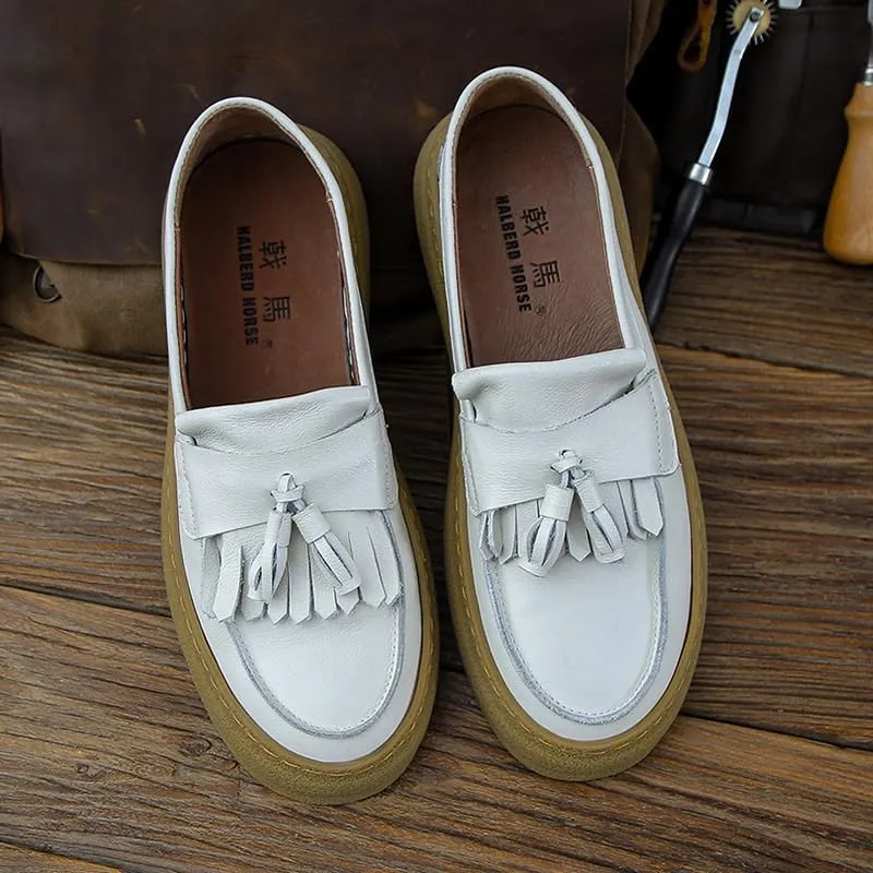 Mens Commuter Slip-Resistant Lightweight Breathable Easy to Walk for Men's Outdoor Activities Comfortable Cowhide Soles Non-Slip Walking Loafers Shoes for Men Tuxedo Fringed Casual Shoes