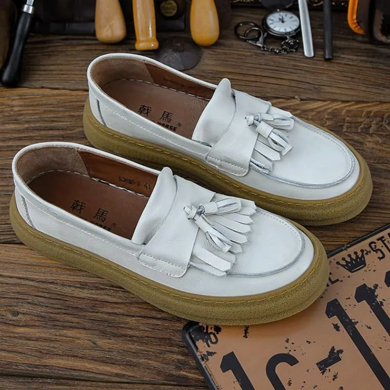 Mens Commuter Slip-Resistant Lightweight Breathable Easy to Walk for Men's Outdoor Activities Comfortable Cowhide Soles Non-Slip Walking Loafers Shoes for Men Tuxedo Fringed Casual Shoes