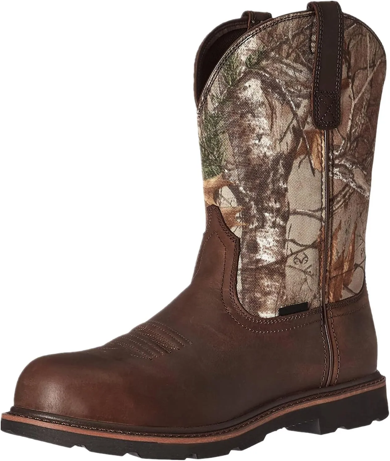 Mens Cowboy Boots: Square Toe, Embroidered, Wide Calf, Slip On, Brown Leather, Western, Winter Boots (7.5-13 US, 38-48 EU)